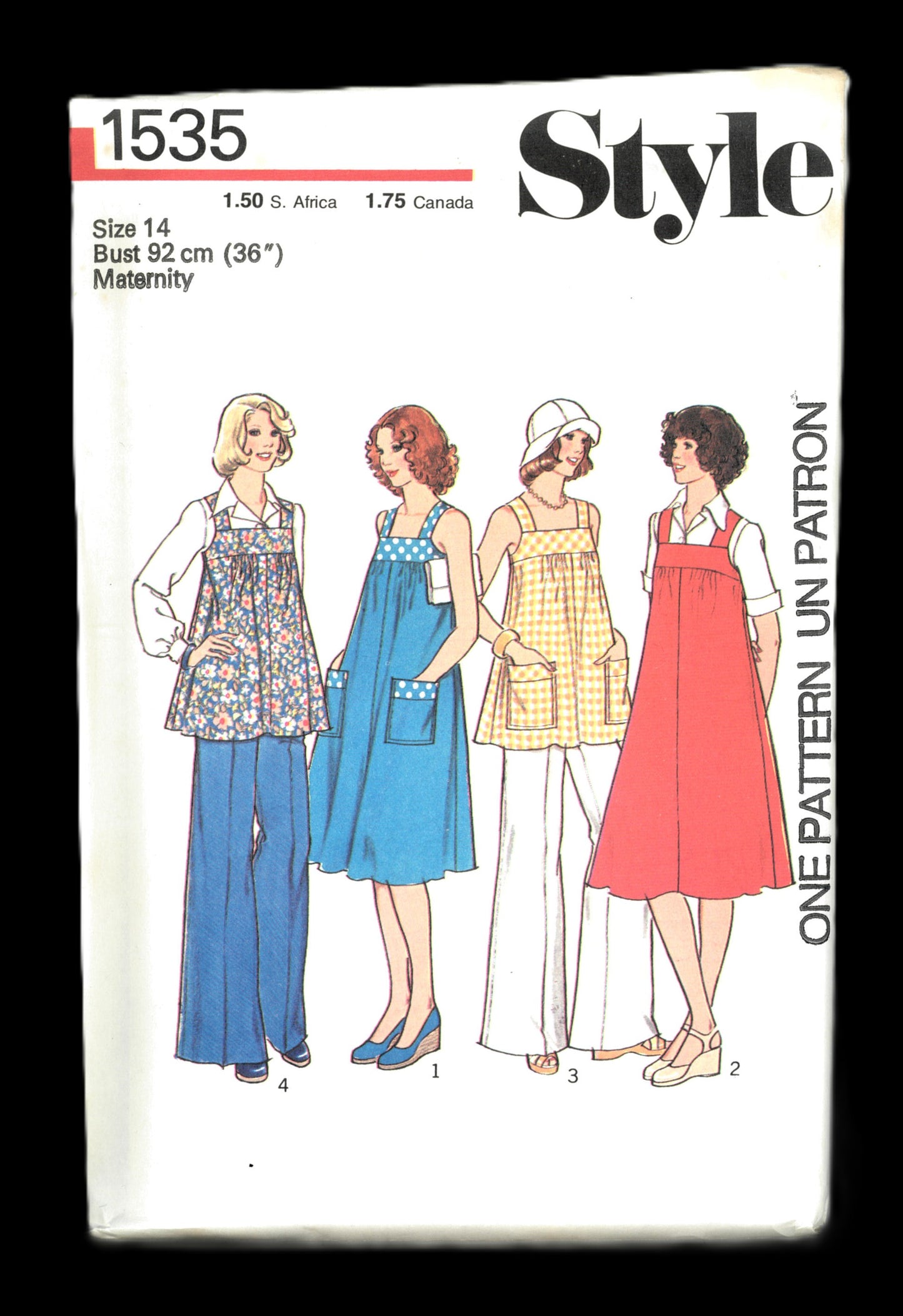 70s Style 1535 Maternity Dress Pinafore and Top or Trousers in Misses Sizes Sewing Pattern UNCUT Size 10 size 12 Size 14 Size 16