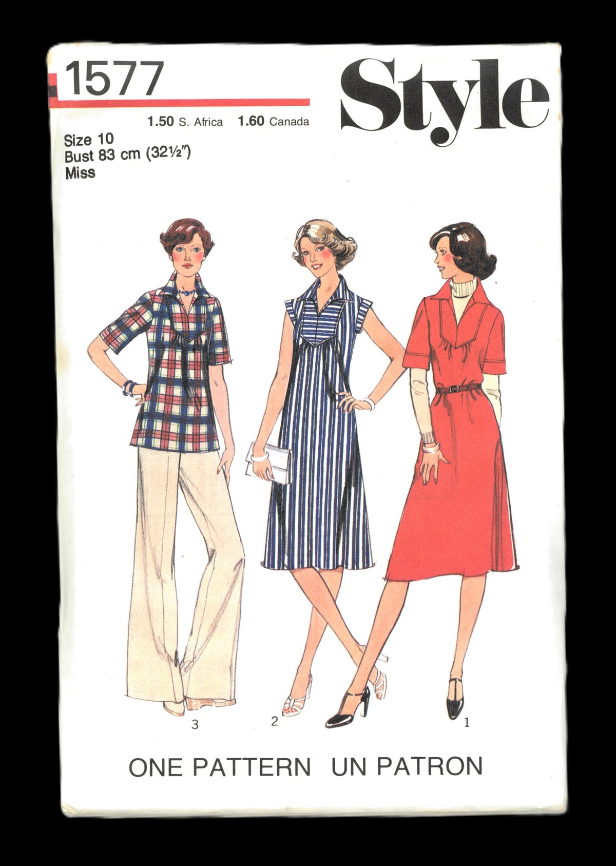 70s Style 1577 Misses Dress or Top Sewing Pattern - UNCUT - Size 10 or Size 14 or Size 16 or Size 18 or Size 20