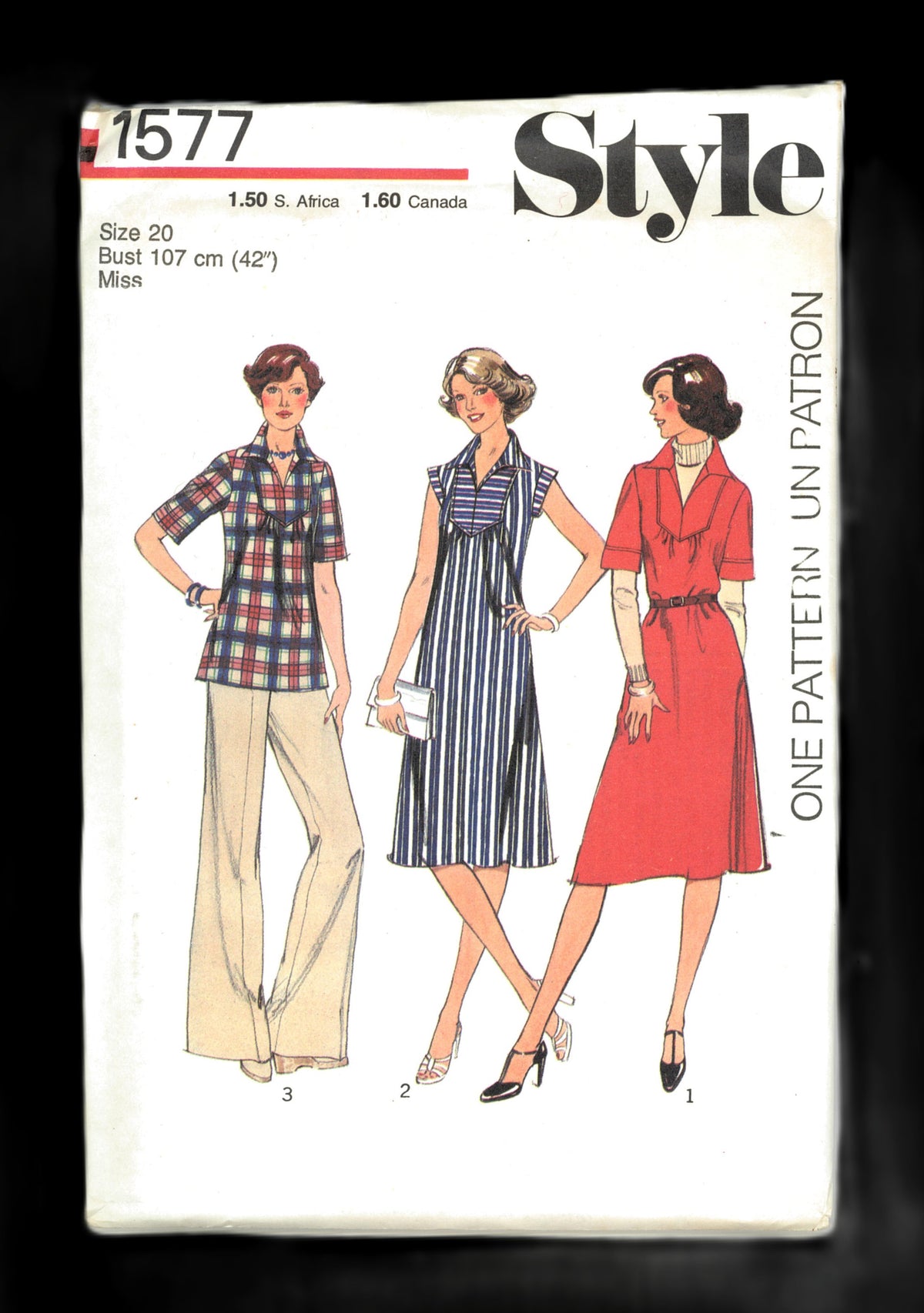 70s Style 1577 Misses Dress or Top Sewing Pattern - UNCUT - Size 10 or Size 14 or Size 16 or Size 18 or Size 20