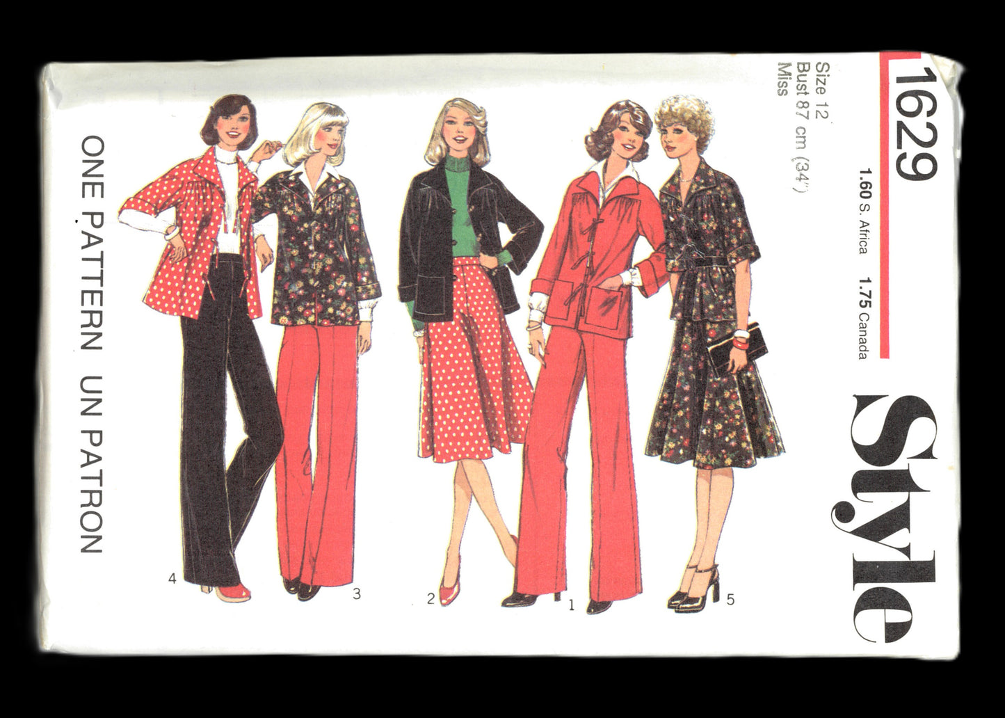 70s Style 1629 Misses Shirt Skirt and Trousers Sewing Pattern UNCUT  Size 10 or Size 12 or Size 14 or Size 16