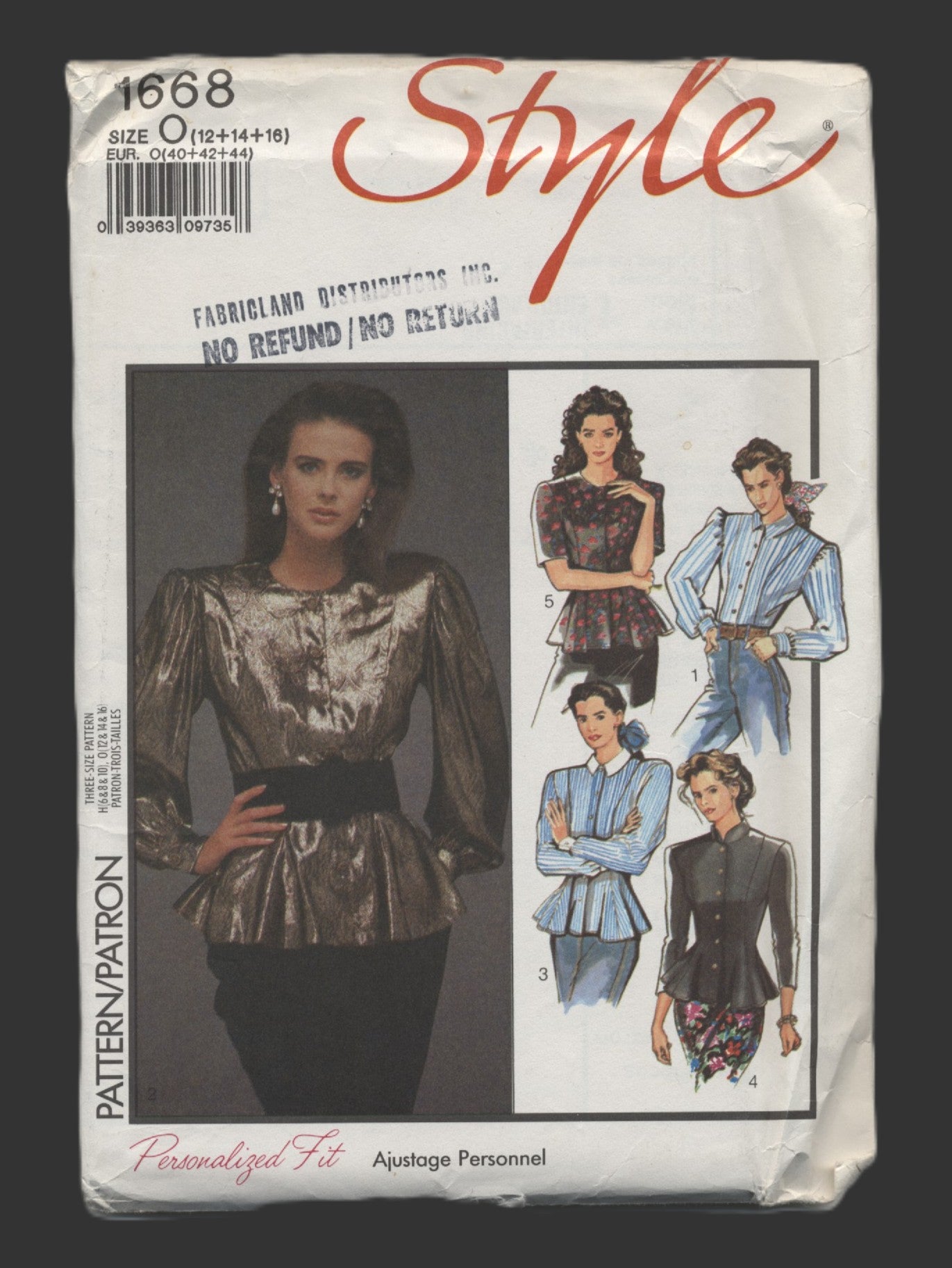 Style 1668 Misses Set of Blouses Sewing Pattern - UNCUT - Size 12 14 16