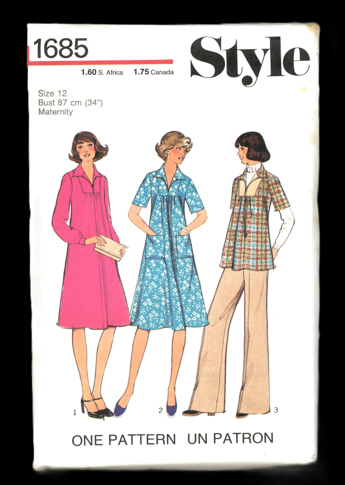 70s Style 1685 Misses Maternity Dress or Top and Trousers Sewing Pattern UNCUT Size 10 or Size 12 or Size 14 or Size 16