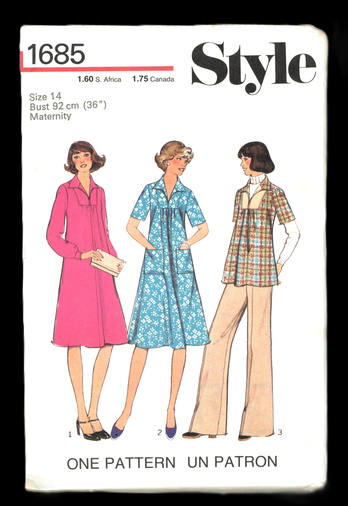 70s Style 1685 Misses Maternity Dress or Top and Trousers Sewing Pattern UNCUT Size 10 or Size 12 or Size 14 or Size 16