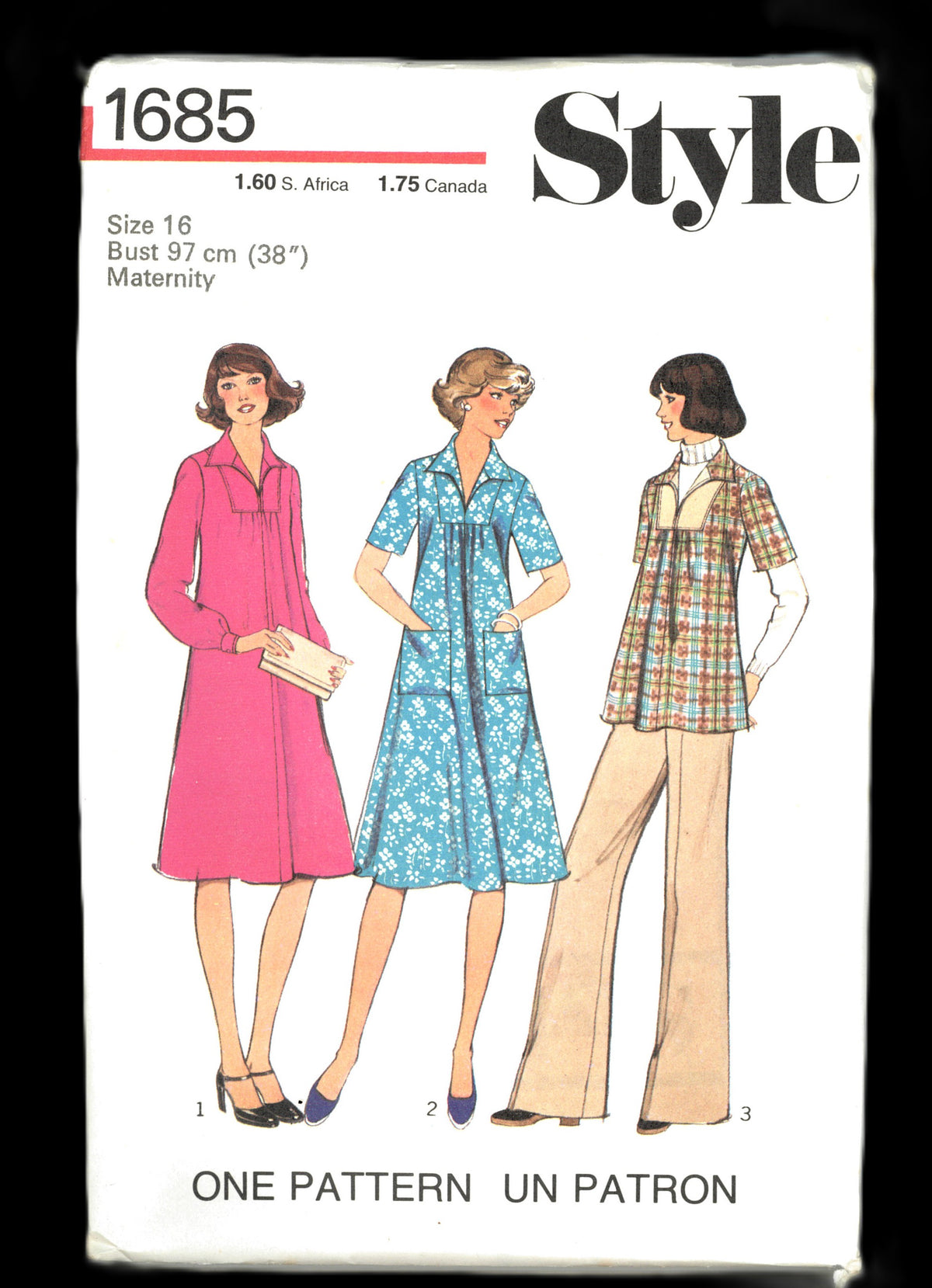 70s Style 1685 Misses Maternity Dress or Top and Trousers Sewing Pattern UNCUT Size 10 or Size 12 or Size 14 or Size 16