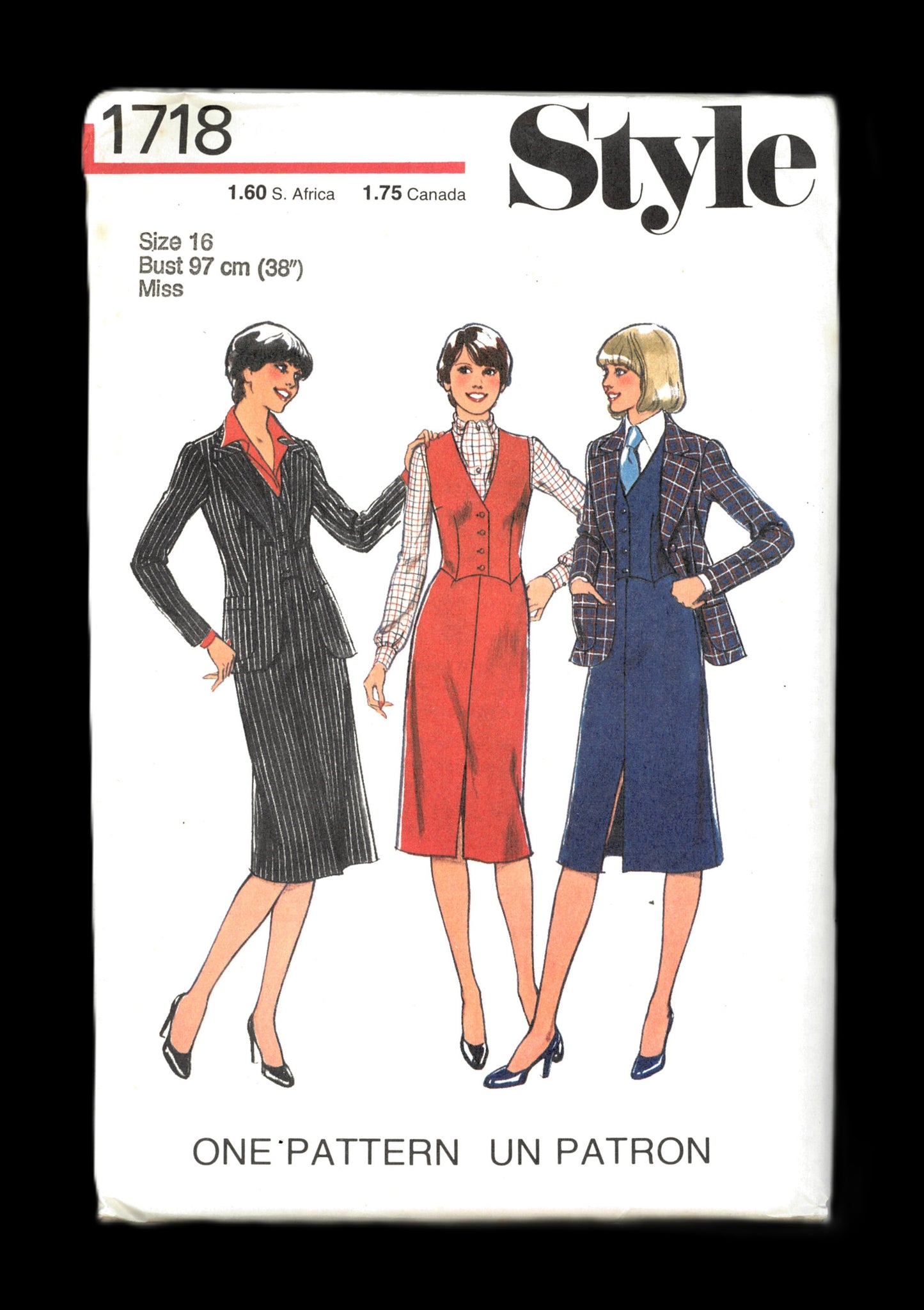 70s Style 1718 Misses Jacket Waistcoat and Skirt Sewing Pattern UNCUT  Size 14 or Size 16 or Size 18