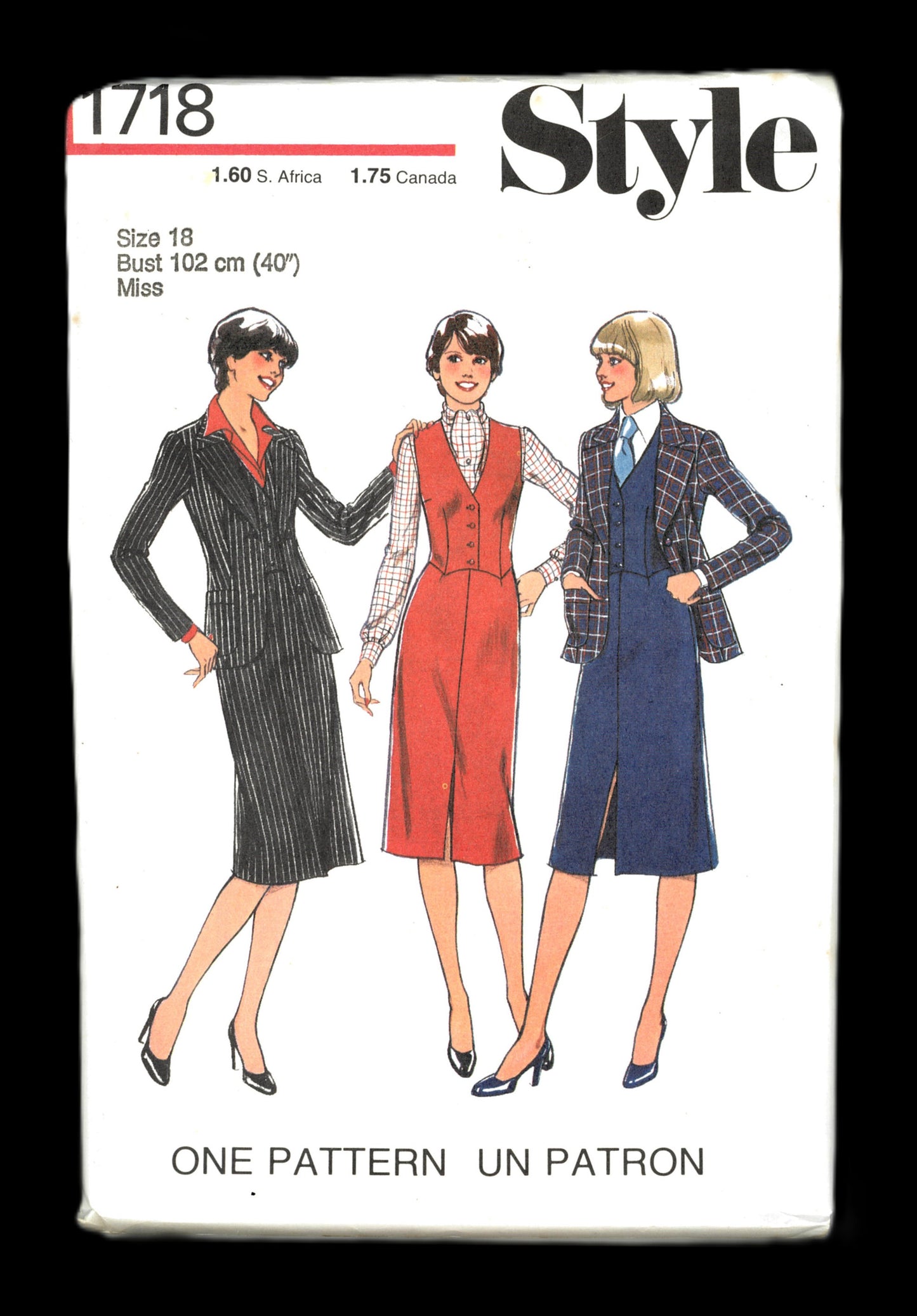 70s Style 1718 Misses Jacket Waistcoat and Skirt Sewing Pattern UNCUT  Size 14 or Size 16 or Size 18
