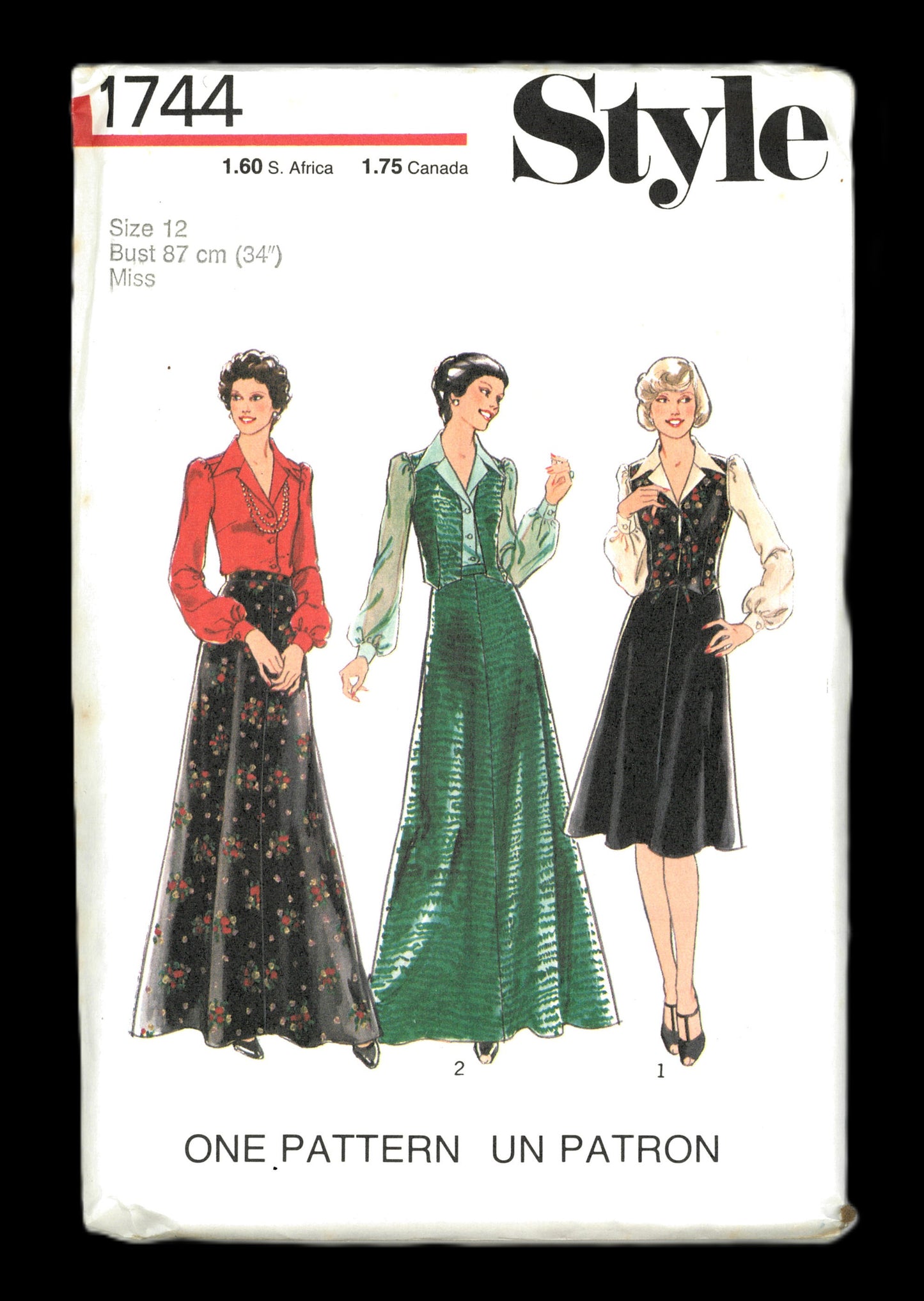 70s Style 1744 Misses and Womens's  Skirt in Two Lengths, Waistcoat and Blouse Sewing Pattern UNCUT Size 12 or Size 16 or Size 40&42