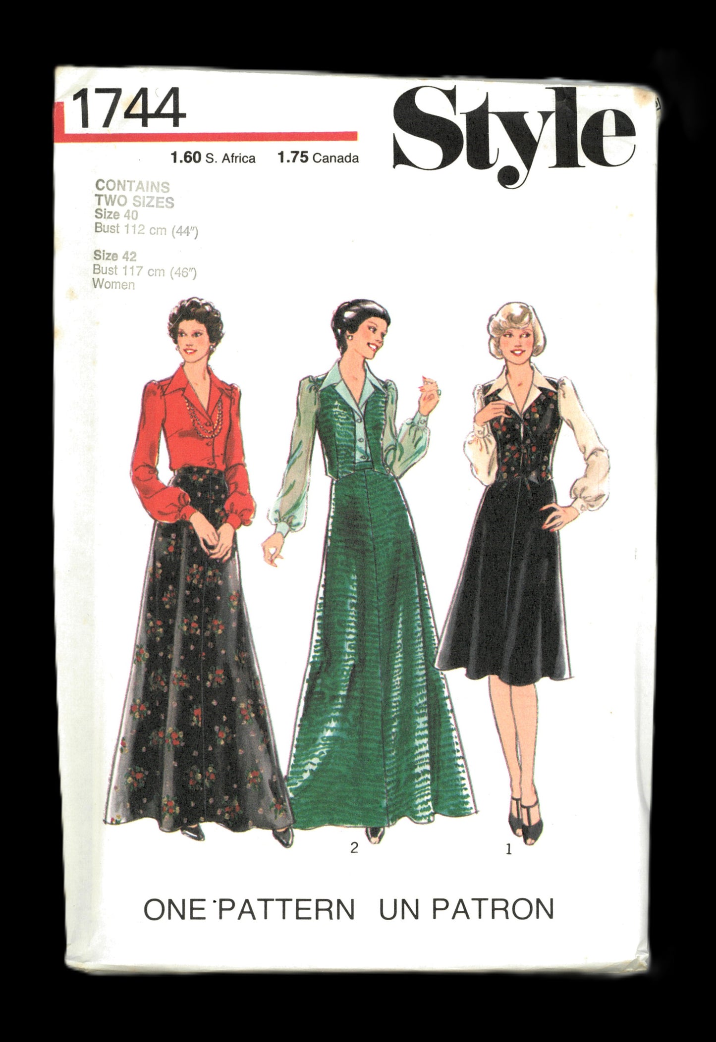 70s Style 1744 Misses and Womens's  Skirt in Two Lengths, Waistcoat and Blouse Sewing Pattern UNCUT Size 12 or Size 16 or Size 40&42
