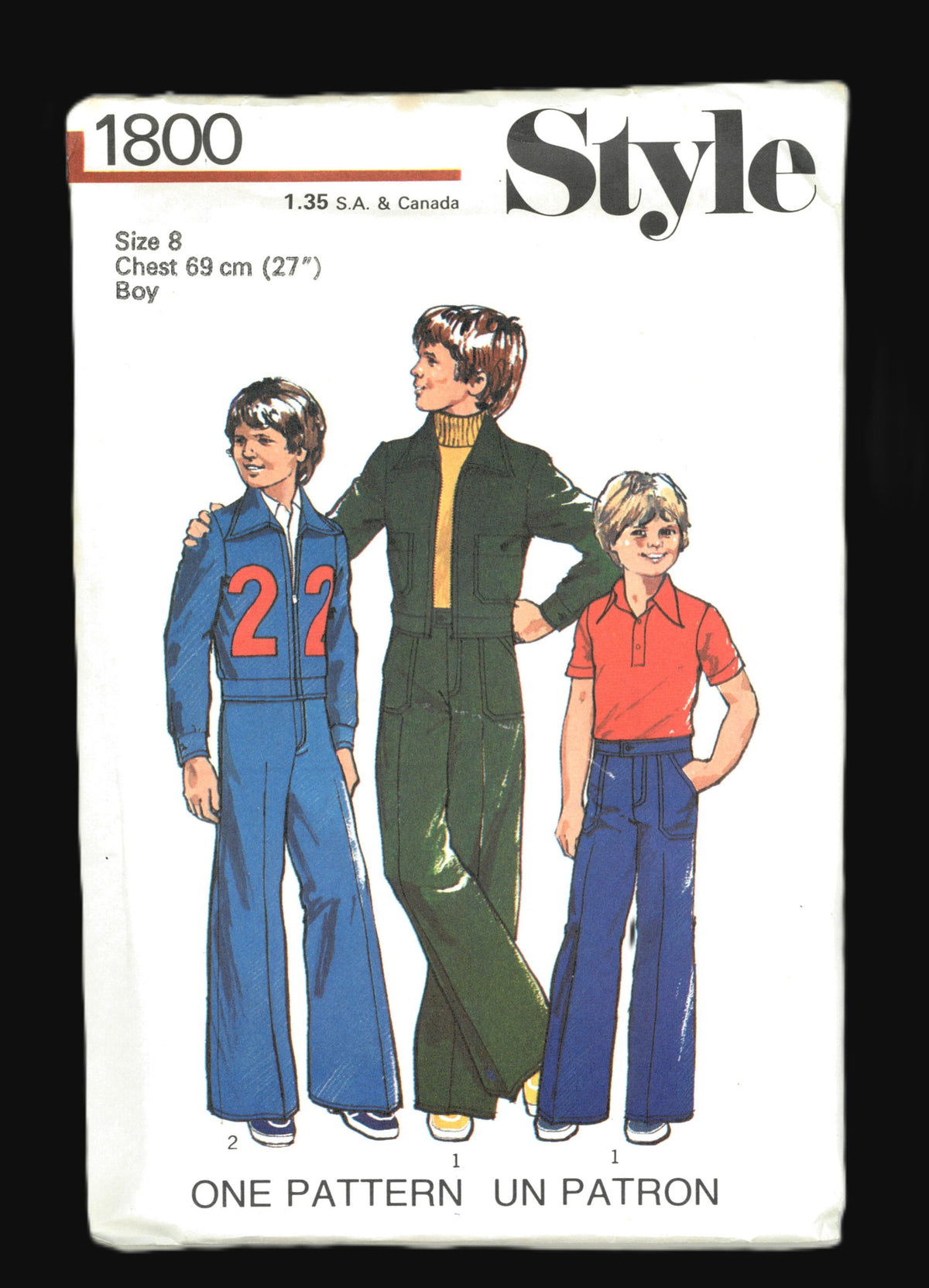 70s Style 1800 Boys Unlined Jacket and Trousers Sewing Pattern - UNCUT Size 7 or Size 8 or Size 10