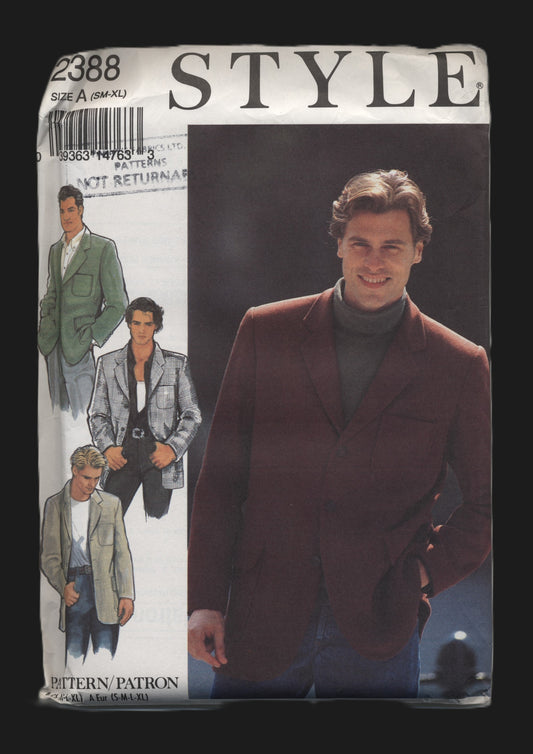 Style 2388 Mens Jacket Sewing Pattern - UNCUT Size Sm - XL