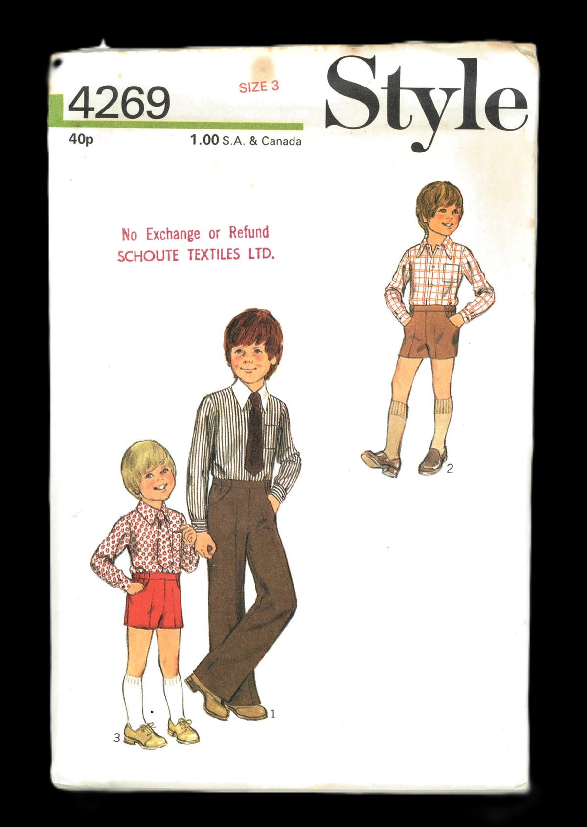 Style 4269 Boys Trousers or Shorts, Shirt and Tie Sewing Pattern UNCUT Size 2 or Size 3 or Size 5 or Size 6