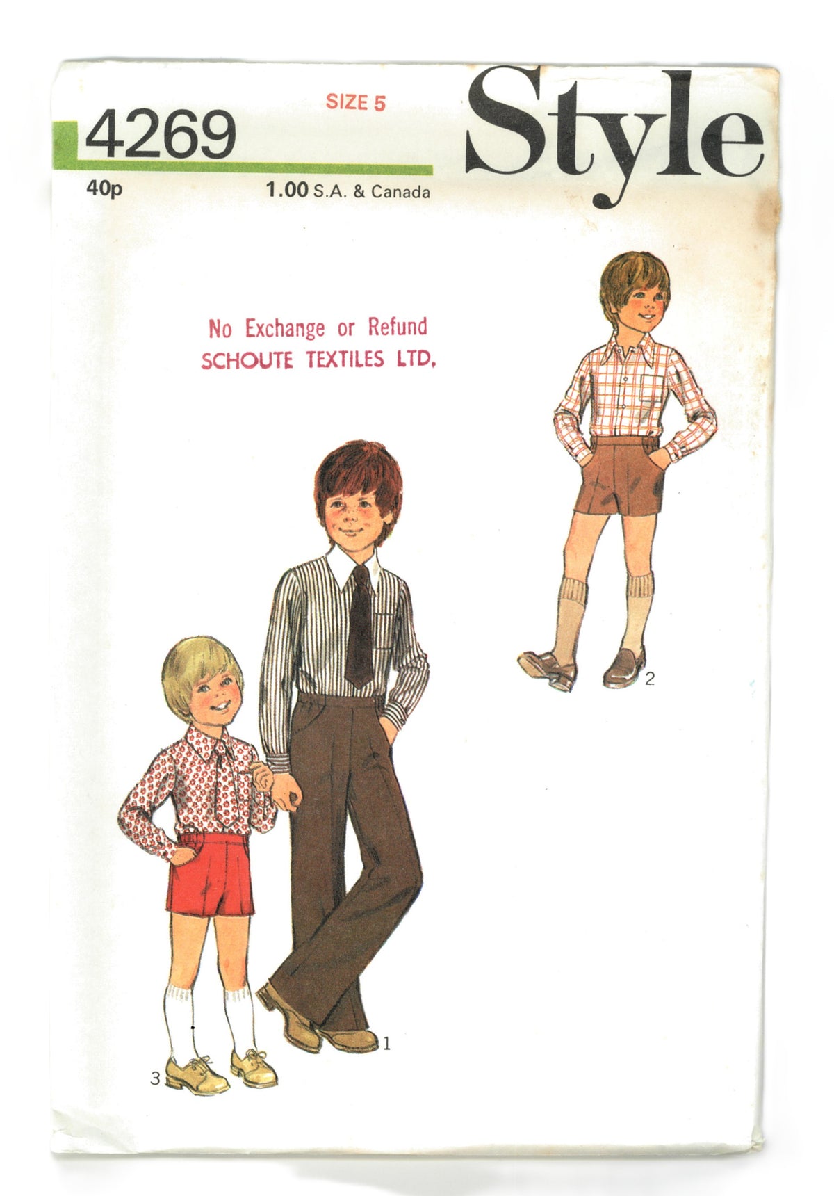 Style 4269 Boys Trousers or Shorts, Shirt and Tie Sewing Pattern UNCUT Size 2 or Size 3 or Size 5 or Size 6