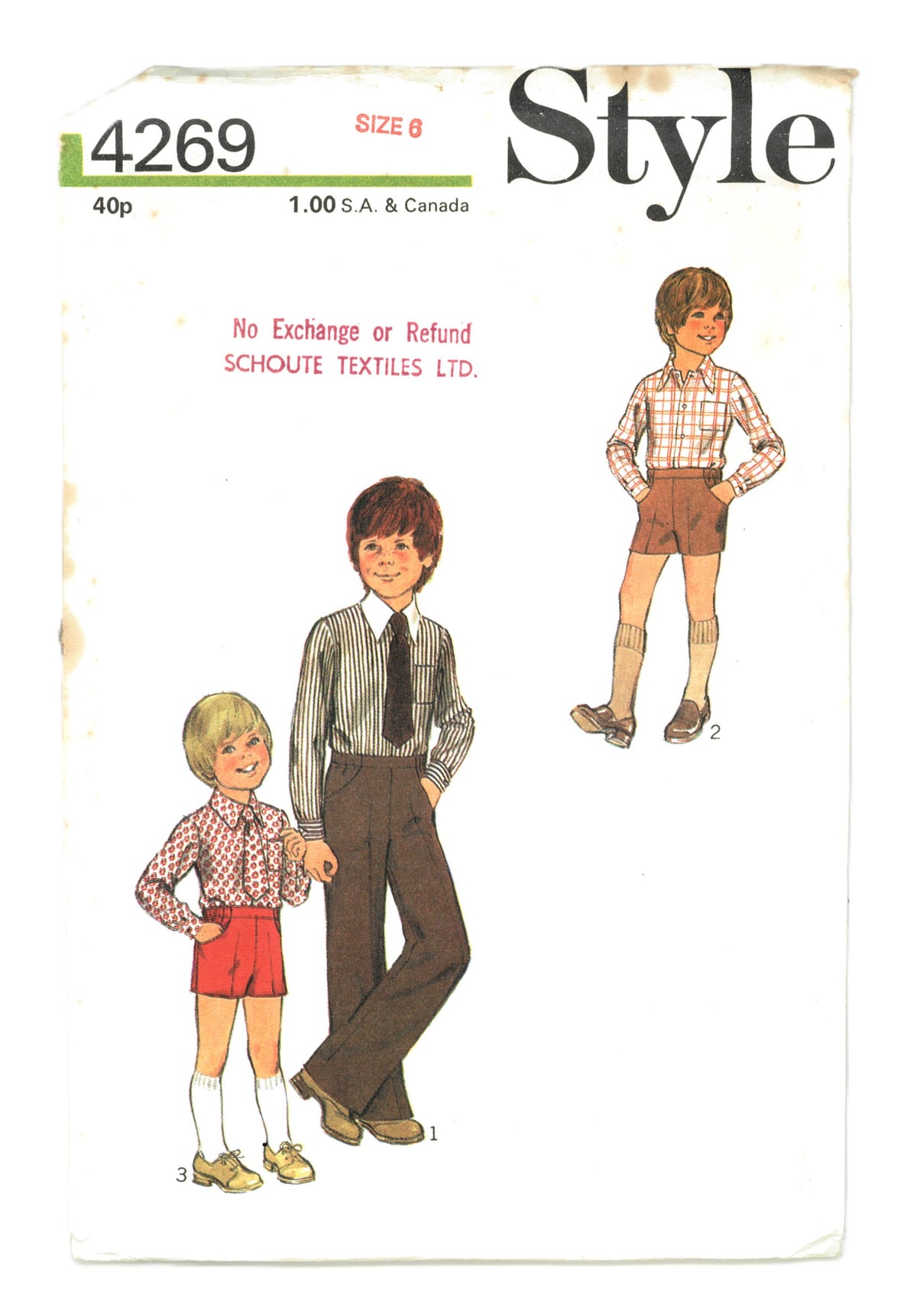 Style 4269 Boys Trousers or Shorts, Shirt and Tie Sewing Pattern UNCUT Size 2 or Size 3 or Size 5 or Size 6