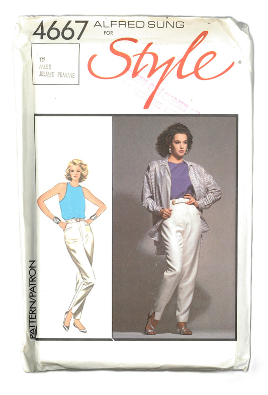 Style 4667 Alfred Sung Misses Shirt Top and Trousers Sewing Pattern UNCUT - Size 10
