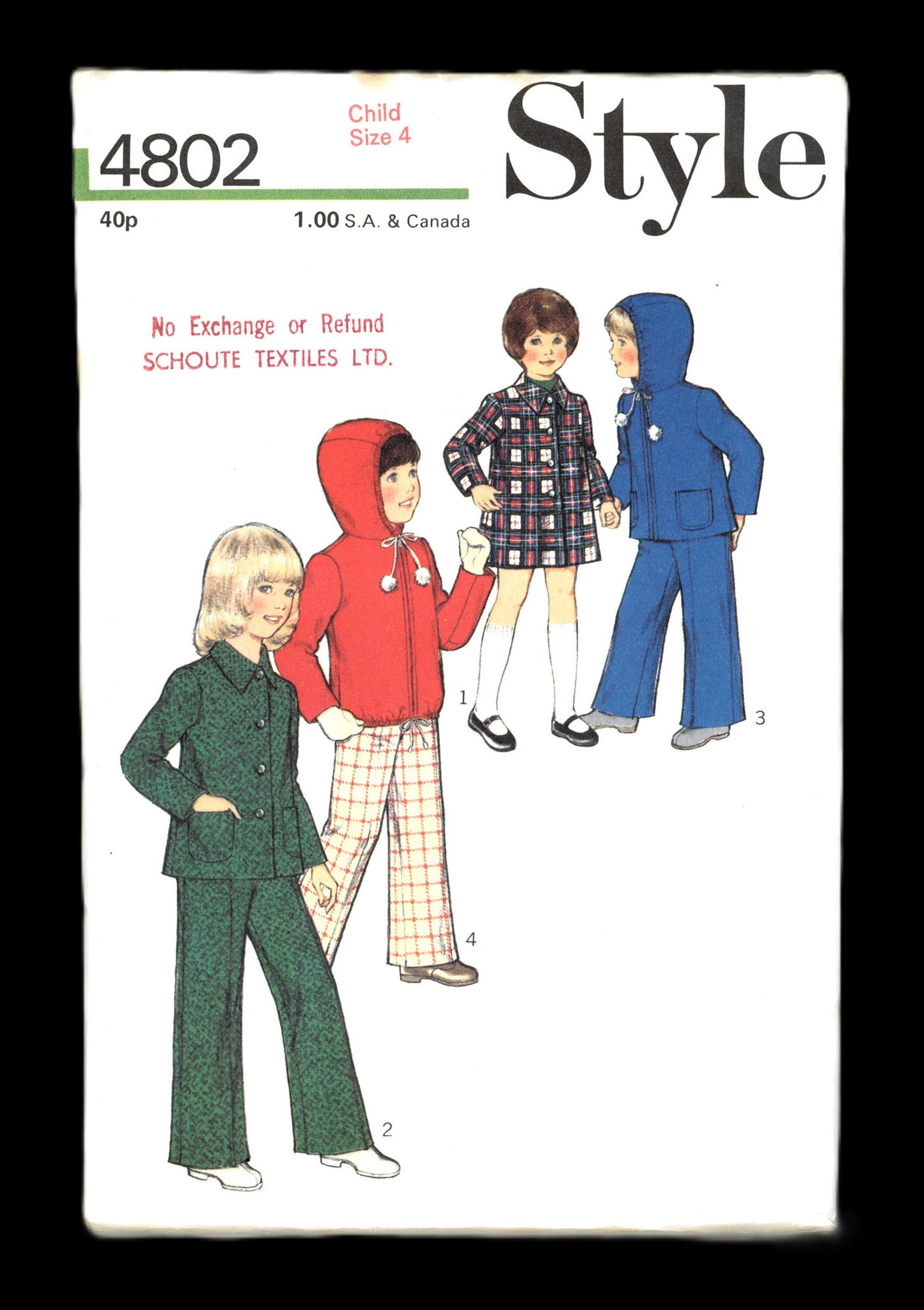 Style 4802 Childs Boys Girls Unlined Coat in Two Lengths or Anarak and Trousers Sewing Pattern - UNCUT Size 3 or Size 4 or Size 5 or Size 6