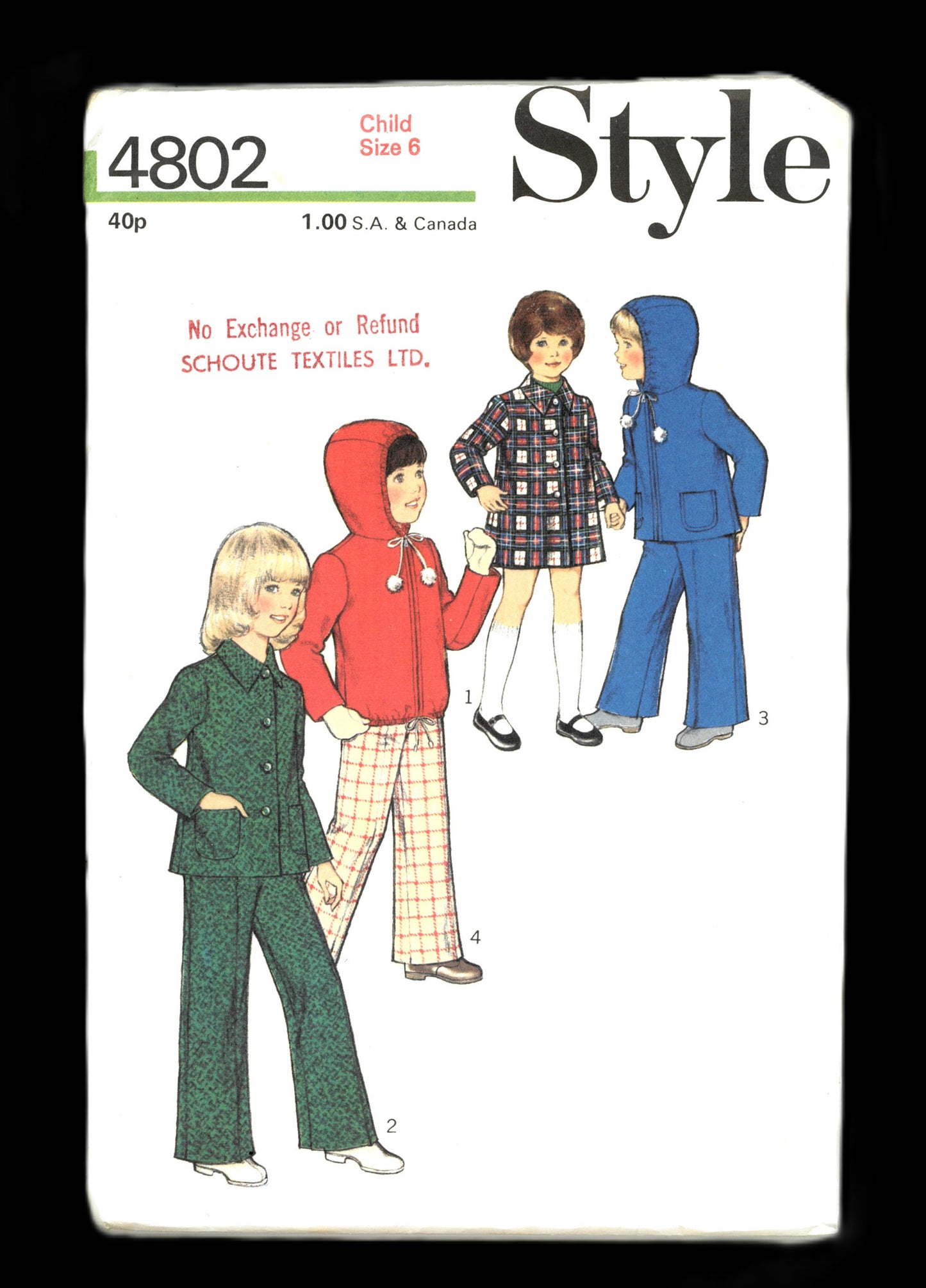 Style 4802 Childs Boys Girls Unlined Coat in Two Lengths or Anarak and Trousers Sewing Pattern - UNCUT Size 3 or Size 4 or Size 5 or Size 6