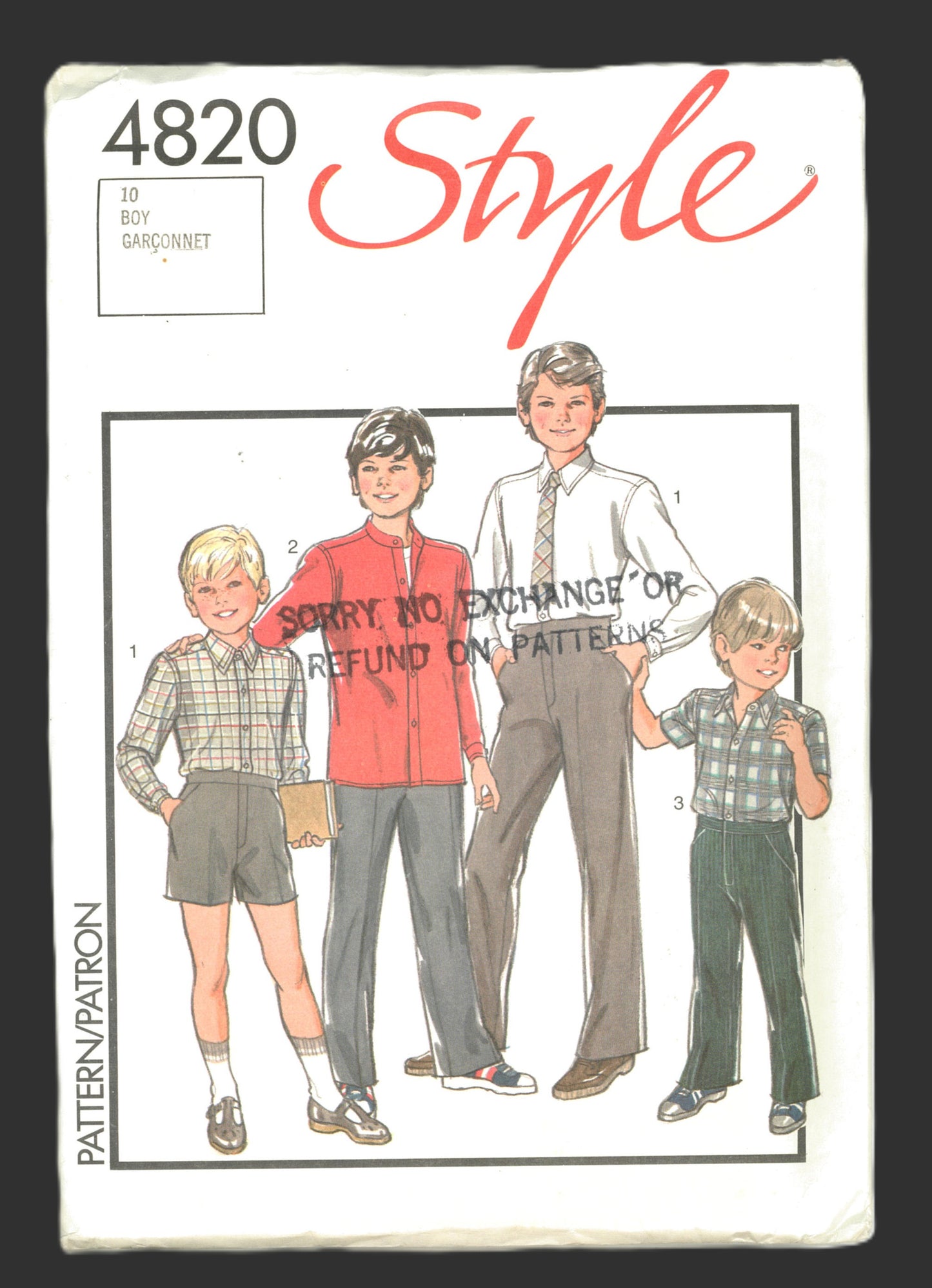 Style 4820 Boys Shirt, Tie, Trousers and Shorts Sewing Pattern UNCUT Size 10