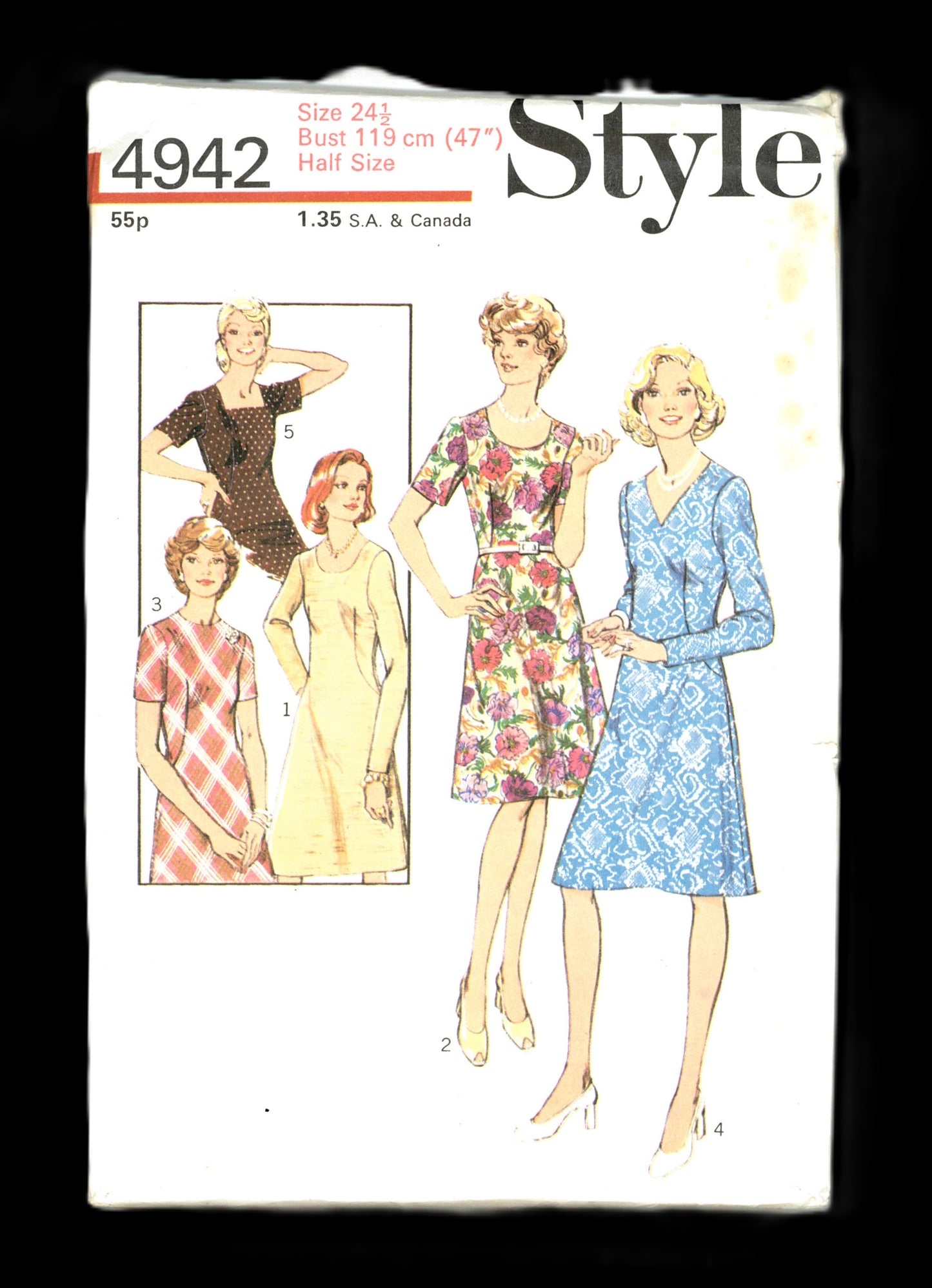 70s Style 4942 Misses Dress in Half Sizes Sewing Pattern - UNCUT Multiple Sizes Available