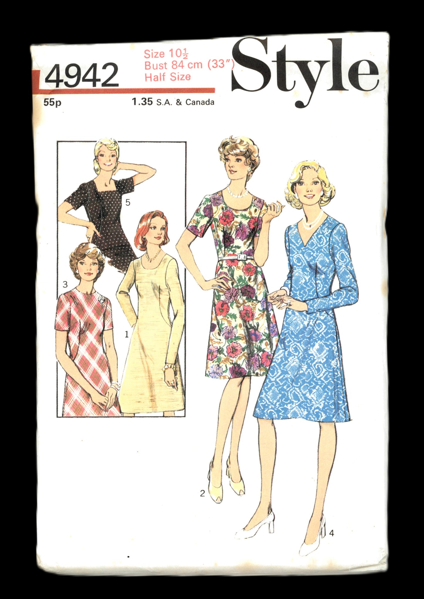 70s Style 4942 Misses Dress in Half Sizes Sewing Pattern - UNCUT Multiple Sizes Available