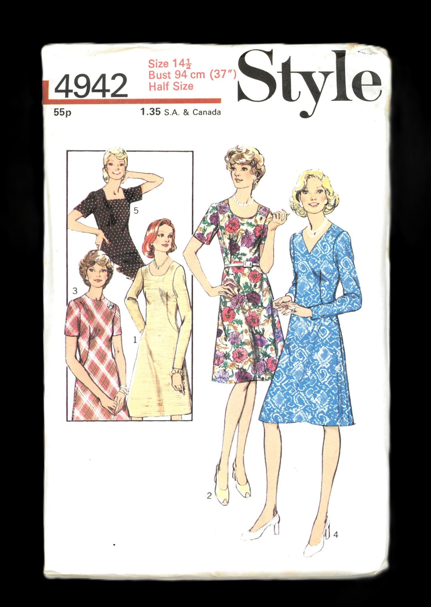70s Style 4942 Misses Dress in Half Sizes Sewing Pattern - UNCUT Multiple Sizes Available