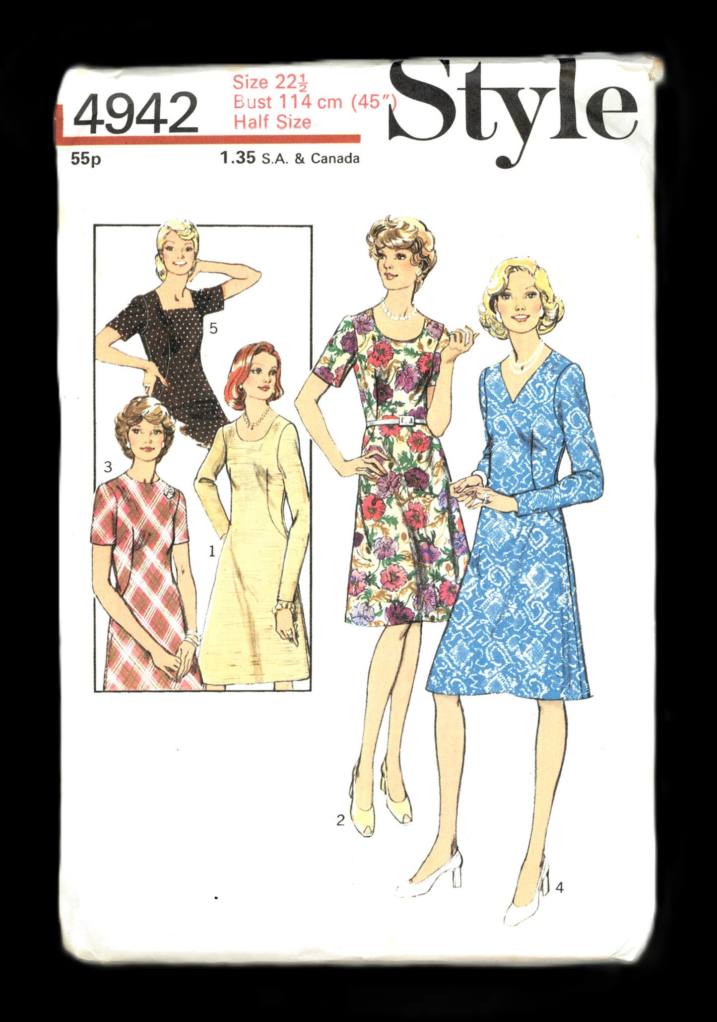 70s Style 4942 Misses Dress in Half Sizes Sewing Pattern - UNCUT Multiple Sizes Available