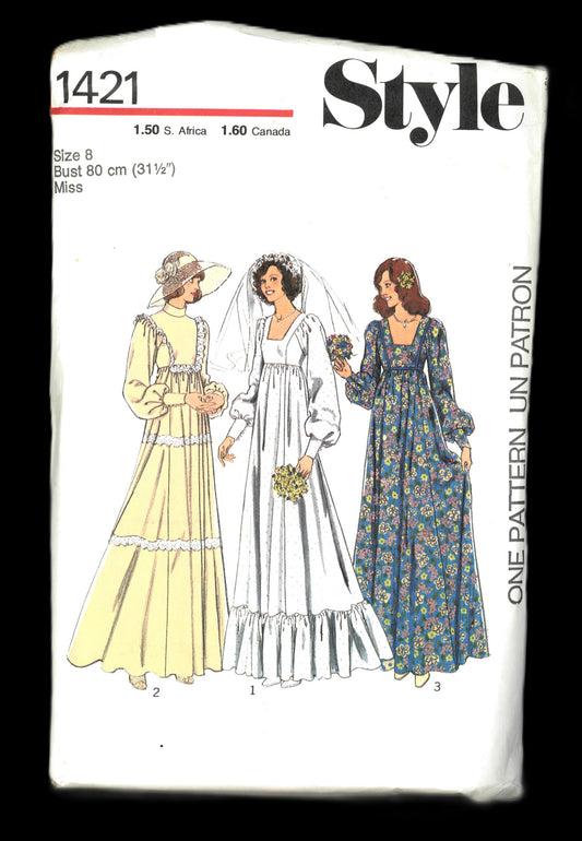 Style 1421 Misses Wedding or Bridesmaid's Dress Sewing Pattern - UNCUT - Size 8