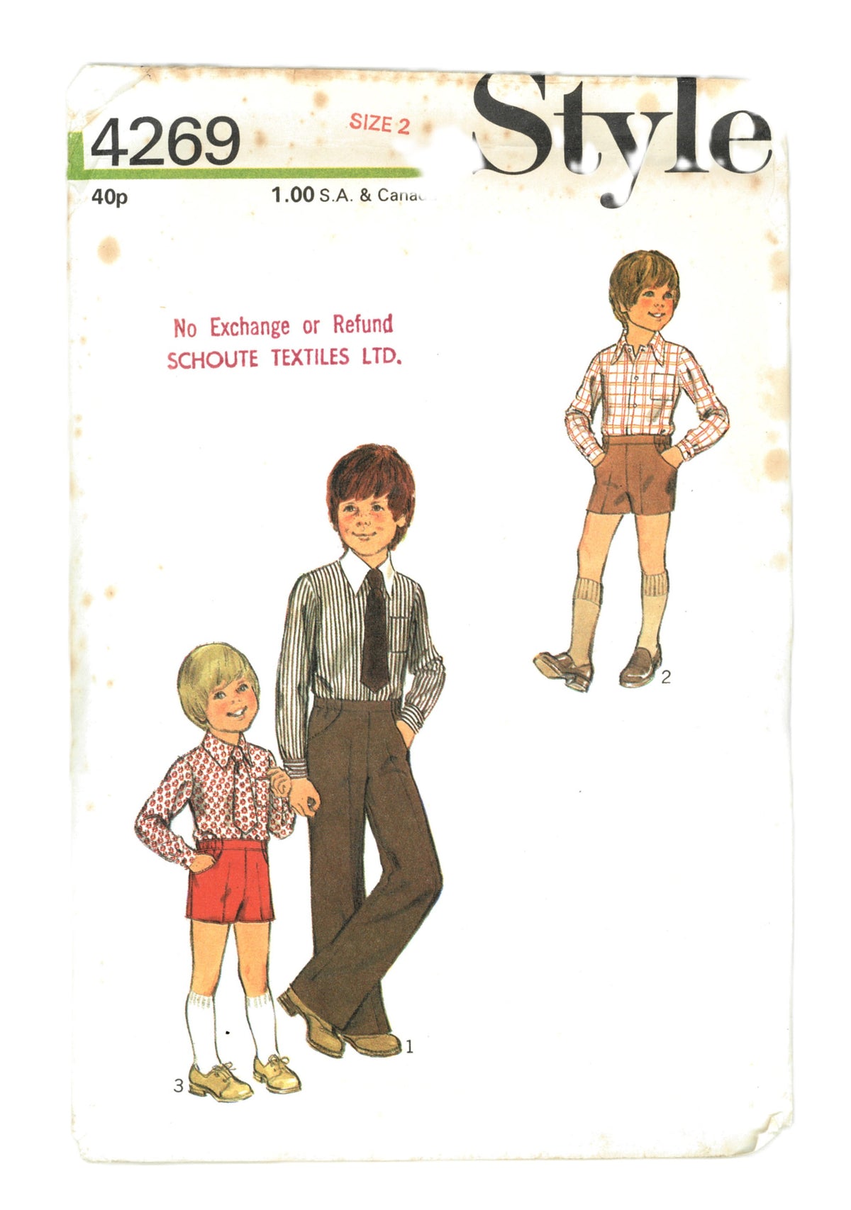 Style 4269 Boys Trousers or Shorts, Shirt and Tie Sewing Pattern UNCUT Size 2 or Size 3 or Size 5 or Size 6