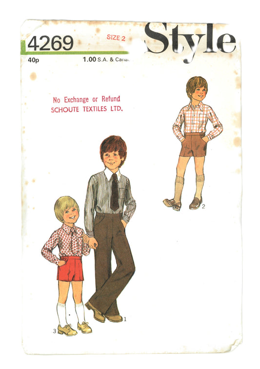 Style 4269 Boys Trousers or Shorts, Shirt and Tie Sewing Pattern UNCUT Size 2 or Size 3 or Size 5 or Size 6