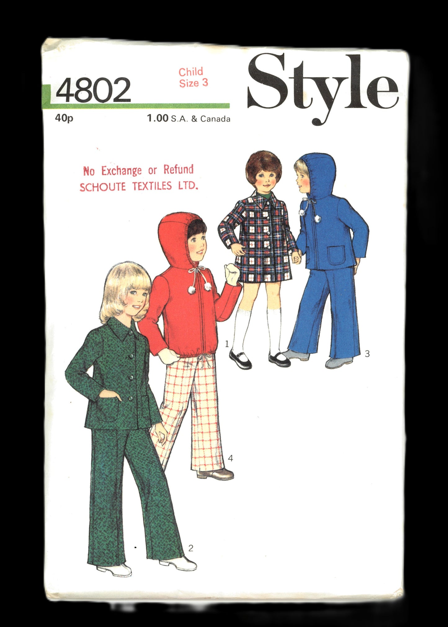 Style 4802 Childs Boys Girls Unlined Coat in Two Lengths or Anarak and Trousers Sewing Pattern - UNCUT Size 3 or Size 4 or Size 5 or Size 6