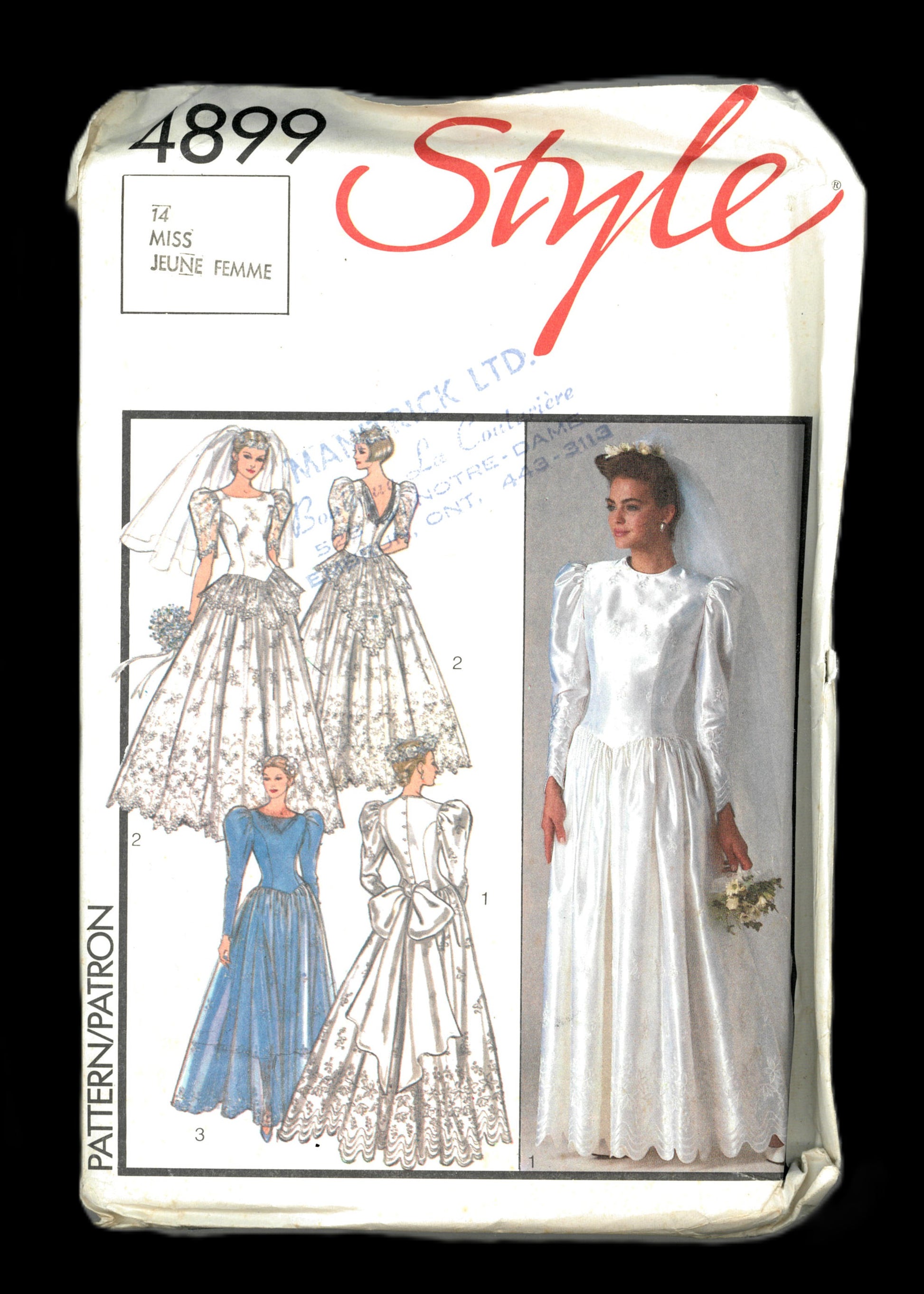 Style 4899 Misses Lined Wedding or Bridesmaid's Dress Sewing Pattern - UNCUT - Size 14