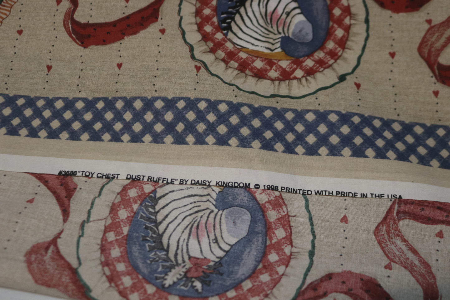 Daisy Kingdom " Toy Chest Dust Ruffle " #3686 Quilting Fabric being sold by the Yard, multiple Yards Available.