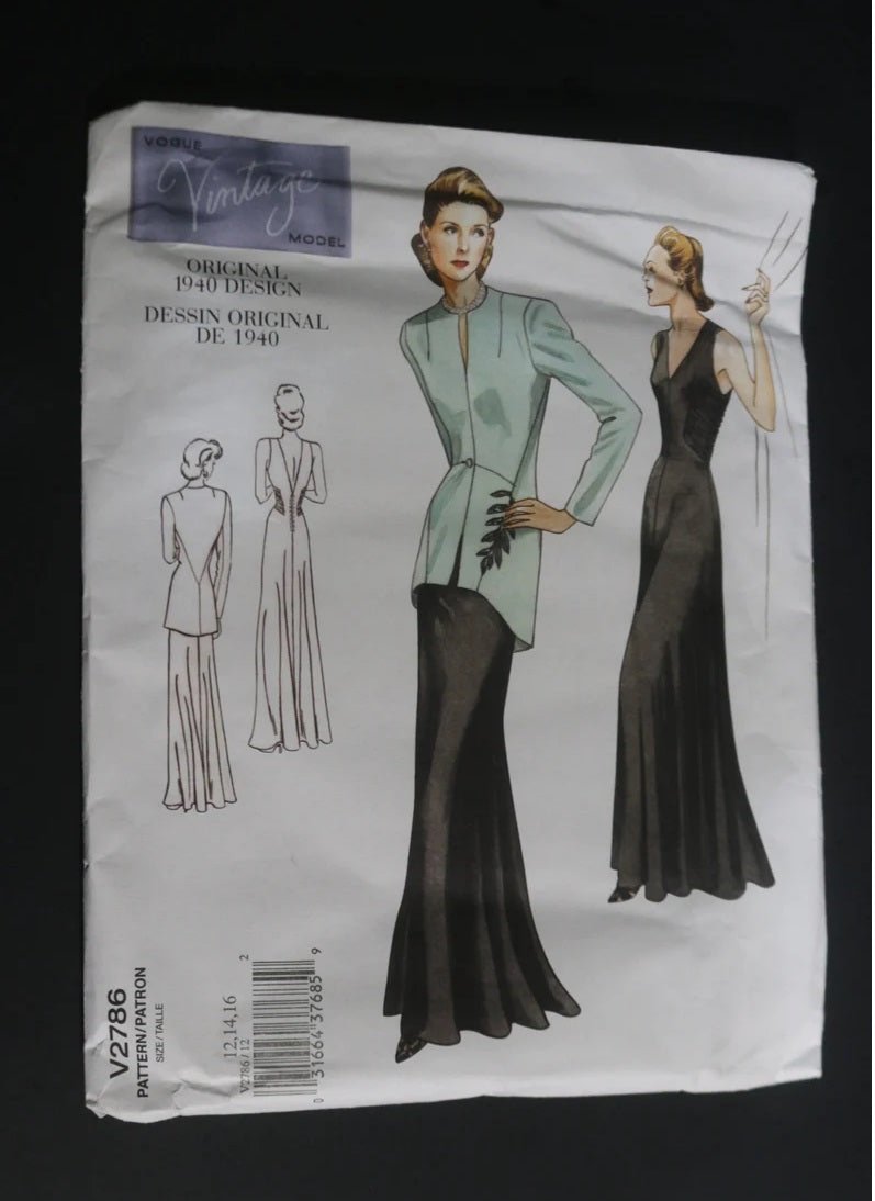 40s Vogue 2786 Misses Lined Jacket and Dress Reproduction Sewing Pattern  - UNCUT - Size 12 14 16