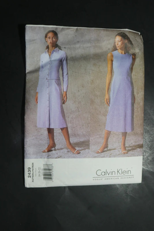 Vogue 2439 Calvin Klein American Designer Misses Dress Sewing Pattern - UNCUT - Size 18 20 22