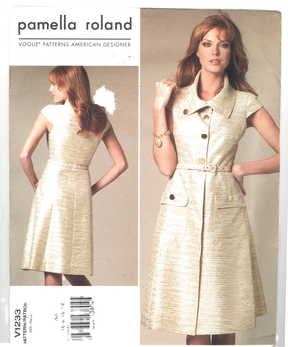 Vogue 1233 Pamela Roland Misses Dress and Belt Sewing Pattern UNCUT Size 6 8 10 12