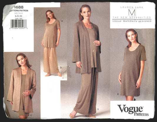 Vogue 1688 Misses Lauren Sara Maternity jacket Dress Top Skirt and Pants Sewing Pattern - UNCUT - Size 6 8 10