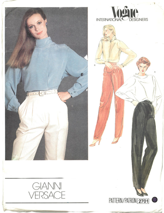 Vogue 2701 Gianni Versace Misses Blouse Sewing Pattern - UNCUT - Size 12