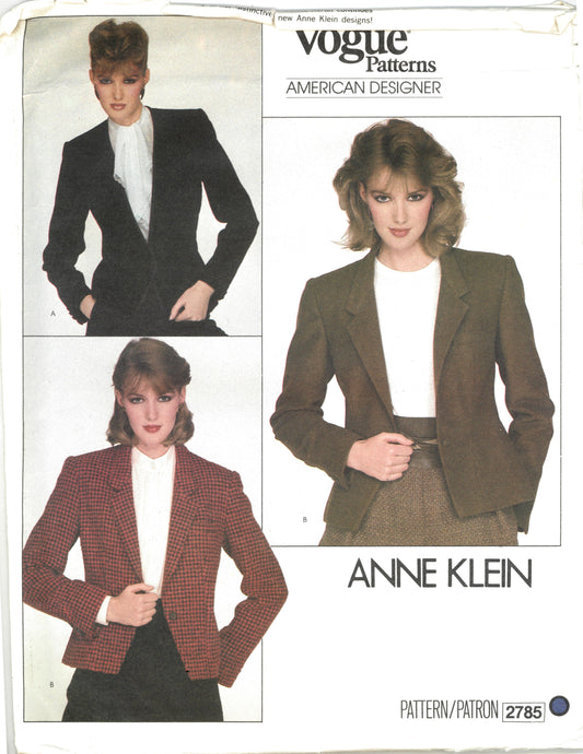 Vogue 2785 Anne Klein Misses Jacket Sewing Pattern - UNCUT - Size 14