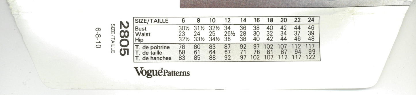 Vogue 2805 Bellville Sassoon Misses Dress and Overskirt Sewing Pattern  UNCUT -  Size 6 8 10