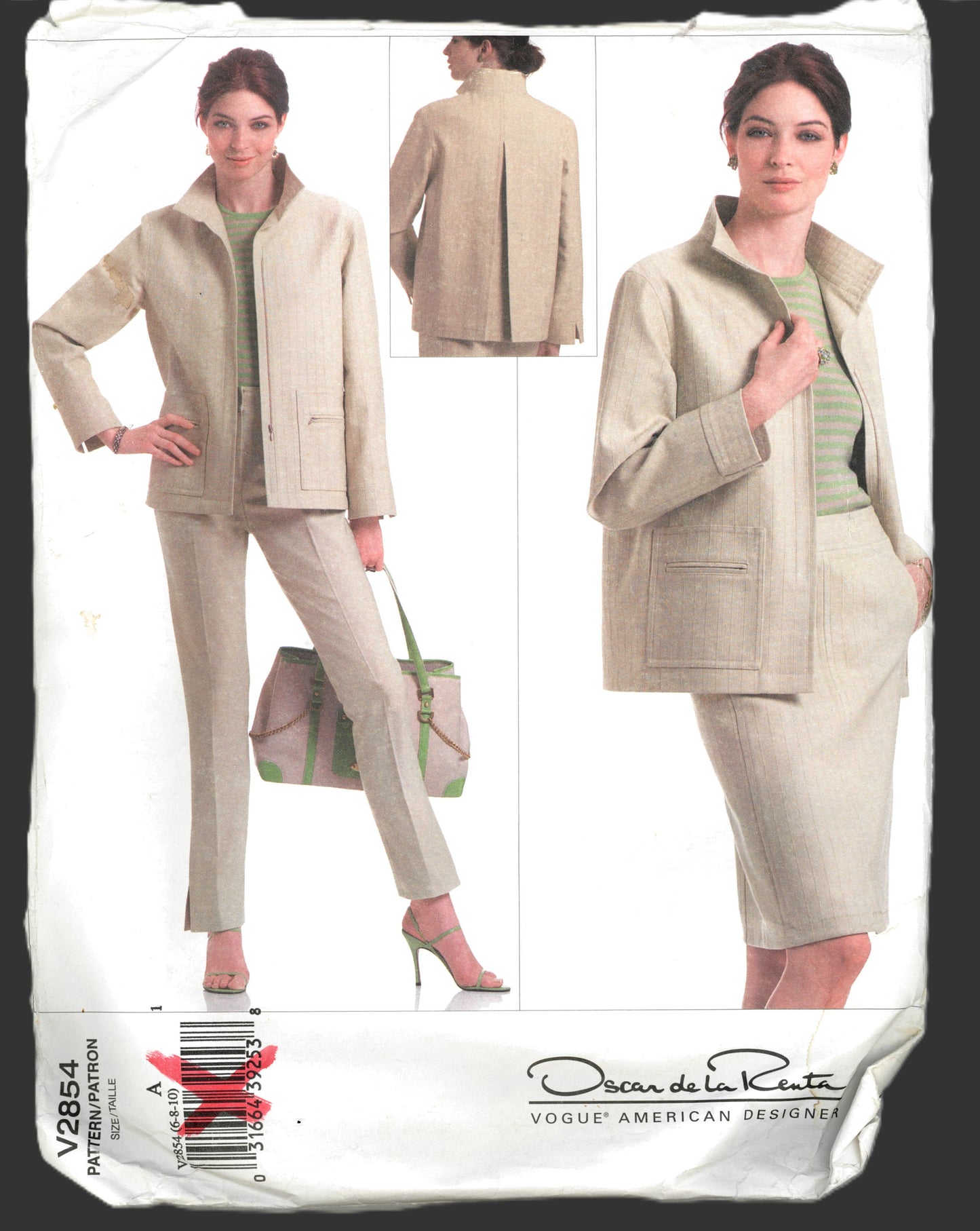 Vogue 2854 Oscar de la Renta Misses  / Miss Petite Jacket Skirt and Pants Sewing Pattern - UNCUT - Size 6 8 10