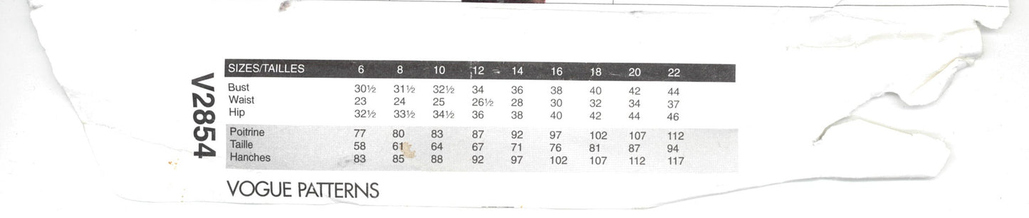 Vogue 2854 Oscar de la Renta Misses  / Miss Petite Jacket Skirt and Pants Sewing Pattern - UNCUT - Size 6 8 10