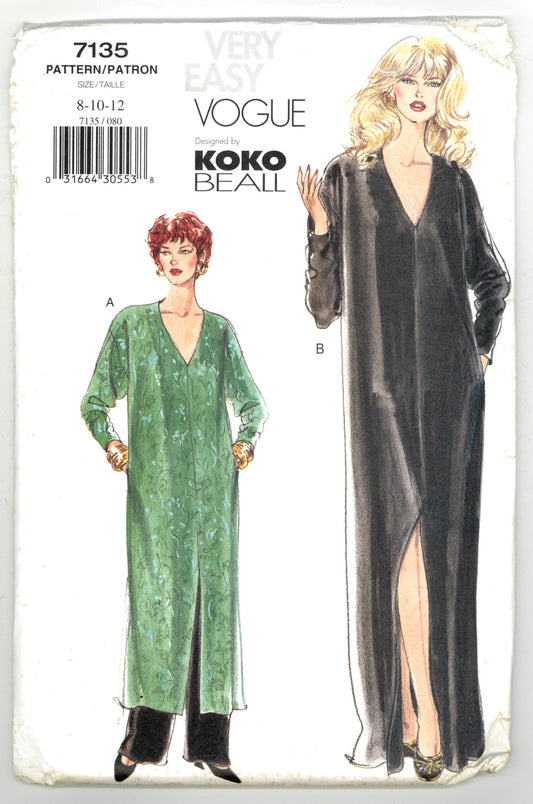 Vogue 7135 Koko Beall Misses/ Misses Petite Caftan and Pants Sewing Pattern UNCUT Size 8 10 12
