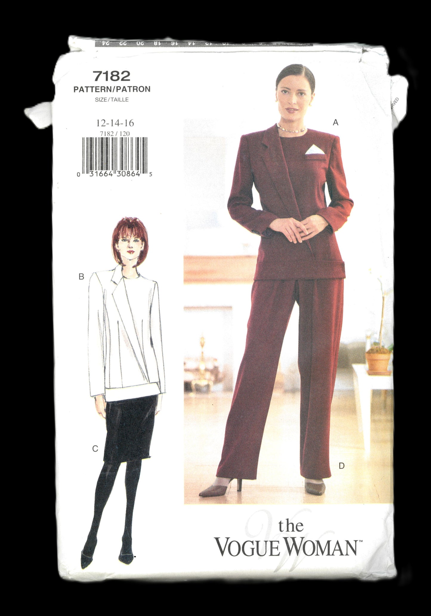Vogue 7182 Misses / Misses Petite Jacket Skirt and Pants Sewing Pattern - UNCUT - Size 12 14 16