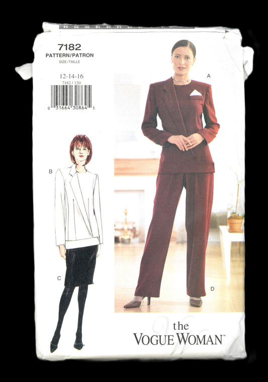 Vogue 7182 Misses / Misses Petite Jacket Skirt and Pants Sewing Pattern - UNCUT - Size 12 14 16