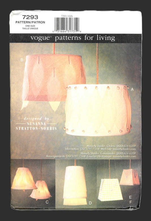 Vogue 7293 Patterns for Living Lampshades Sewing Pattern - UNCUT