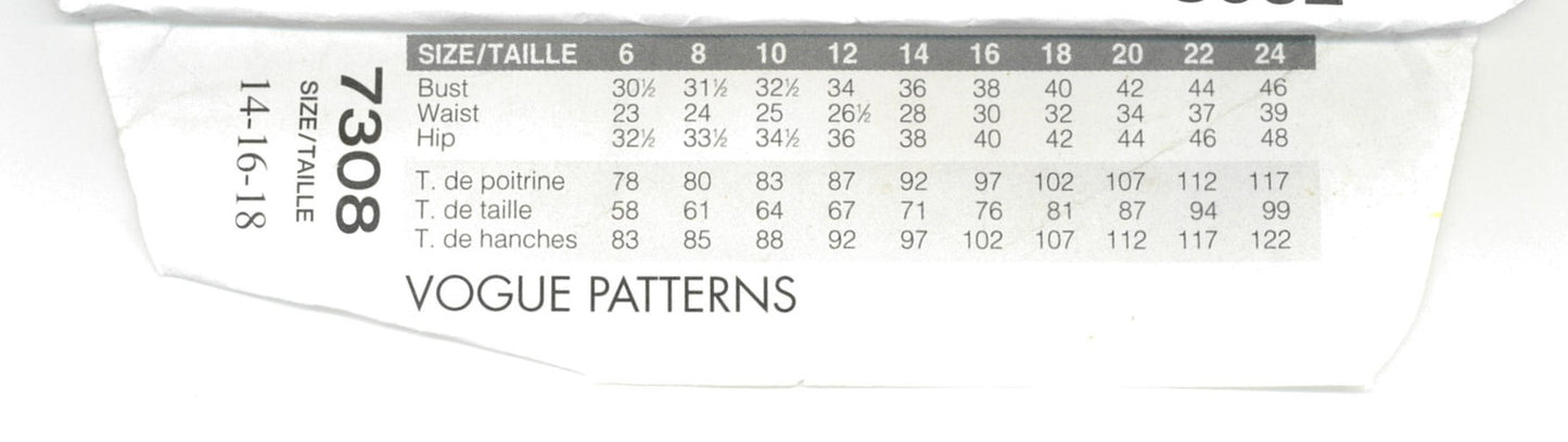 Vogue 7308 Misses Skirt Sewing Pattern - UNCUT -  Size 14 16 18