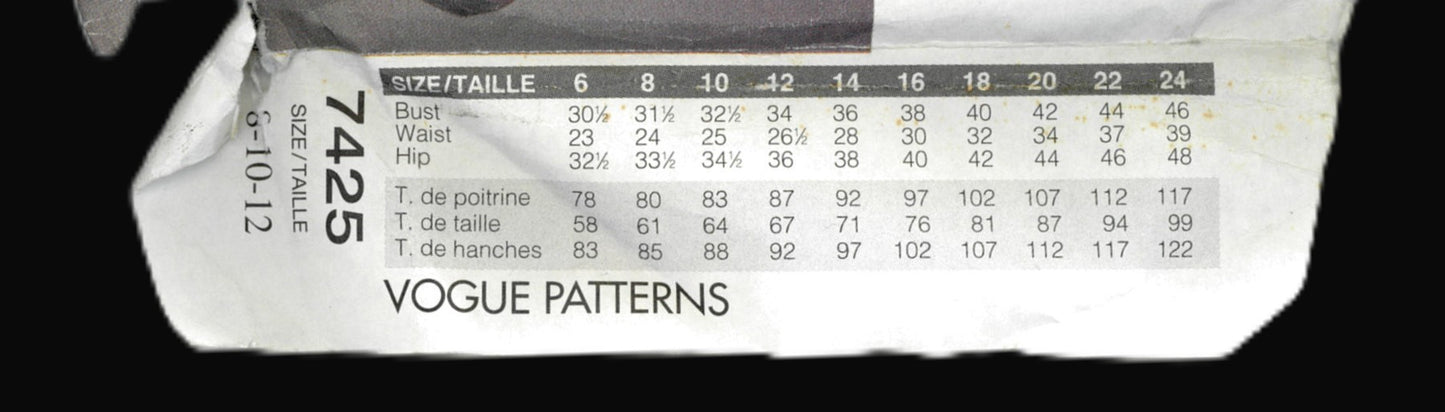 Vogue 7425 Misses Top and Skirt Sewing Pattern - UNCUT - Size 8 10 12