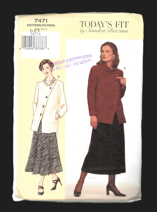 Vogue 7471 Sandra Betzina Misses / Misses Petite Blouse and Skirt Sewing Pattern - UNCUT - Size D E F