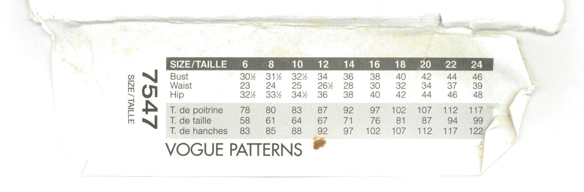 Vogue 7547 Misses Skirt Sewing Pattern UNCUT Size 6 8 10