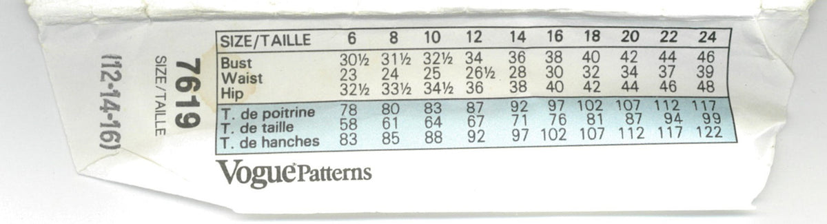 Vogue 7619 Misses / Misses Petite Skirt and Pants Sewing Pattern - UNCUT - Size 12 14 16