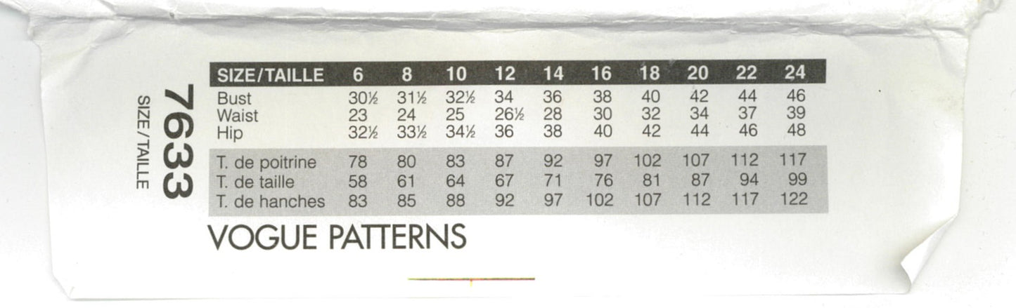 Vogue 7633 Misses / Misses Petite Robe Top and Pants Sewing Pattern - UNCUT  - Size 8 10 12